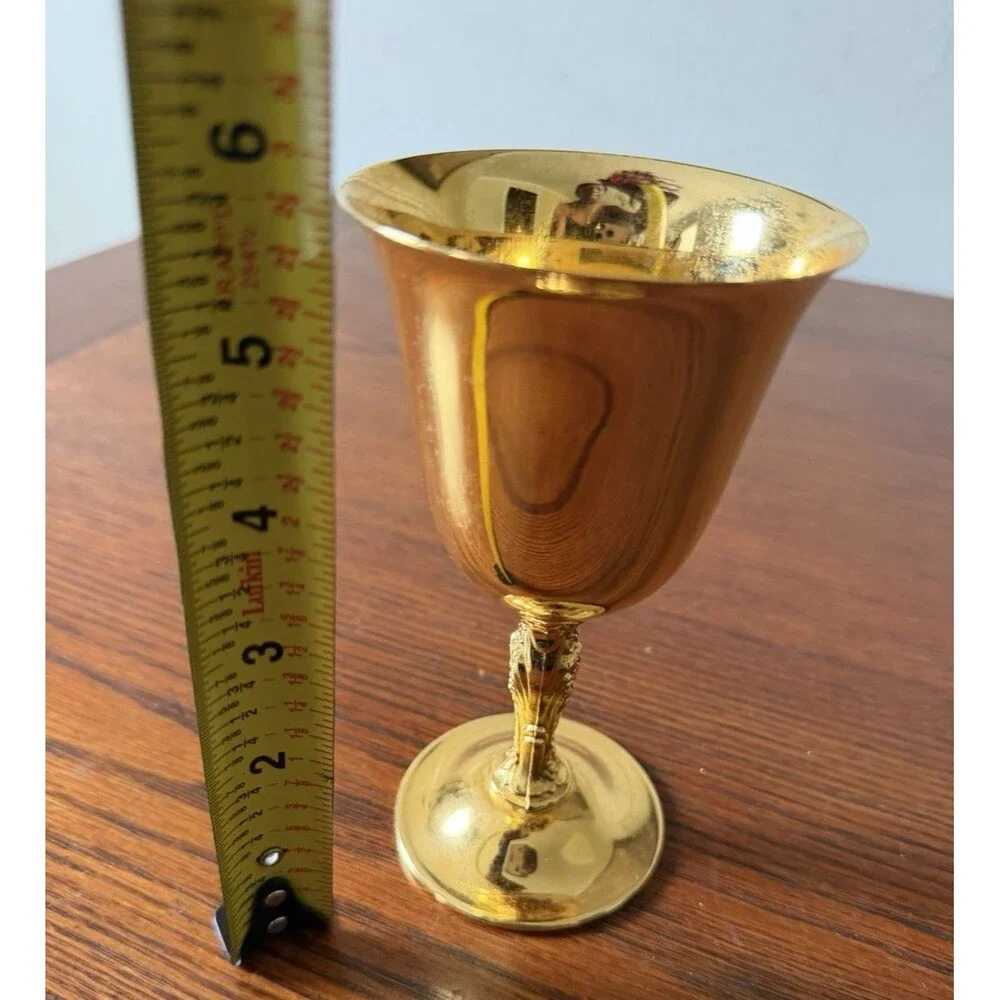 Set of 4 Vintage 24K Gold Plated Liqueur Cordial Goblets International Silver Co